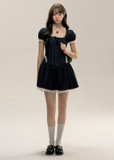 Academy Chic Denim Square Neck Dress